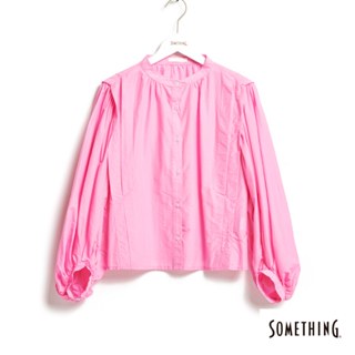 SOMETHING 泡泡袖造型長袖襯衫(粉紅色)-女款