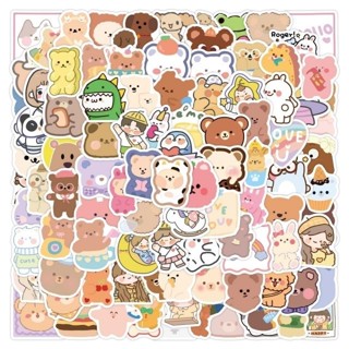 CY【現貨速發】韓國小熊手帳貼紙♡ 1組10張隨機圖案不重複 手帳DIY素材 手帳 貼紙 手帳貼 可愛貼紙 ins貼紙