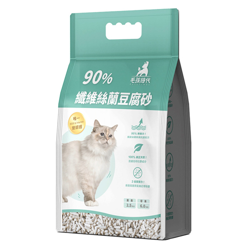 【金王子寵物倉儲】毛孩時代-90%纖維絲蘭豆腐砂 6L 單包 / x2包組