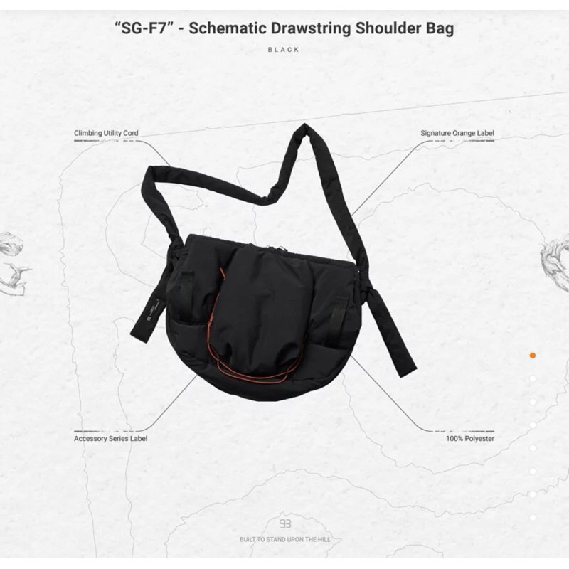 SG-F7” - Schematic Drawstring Shoulder Bag - Black