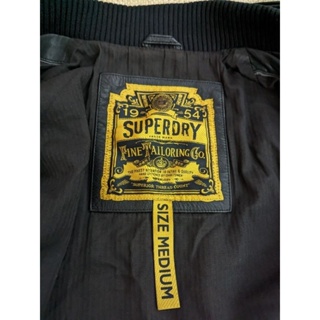 英國品牌 Superdry 極度乾燥 黑色真皮大型重型機車騎士外套 羊皮外套 皮衣外套