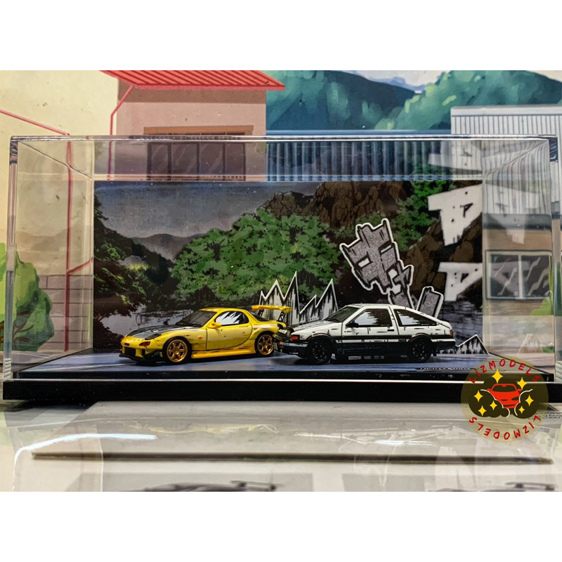 🔅里氏玩具 TM 1/64 2D 漫畫版 頭文字D Toyota Ae86 Mazda Rx-7 場景 Kyosho