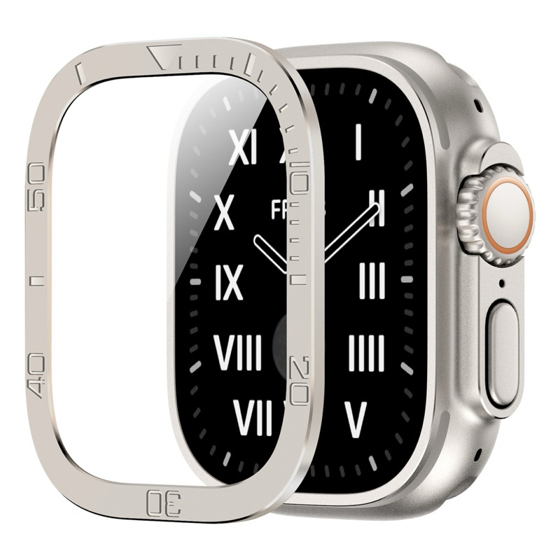 Apple Watch 鋼化膜邊框二合一 金屬保護殼 蘋果手錶保護殼 錶框 保護蓋