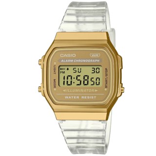 【CASIO】卡西歐 卡西歐懷舊復古電子膠帶錶-金 A168XESG-9A 台灣卡西歐保固一年