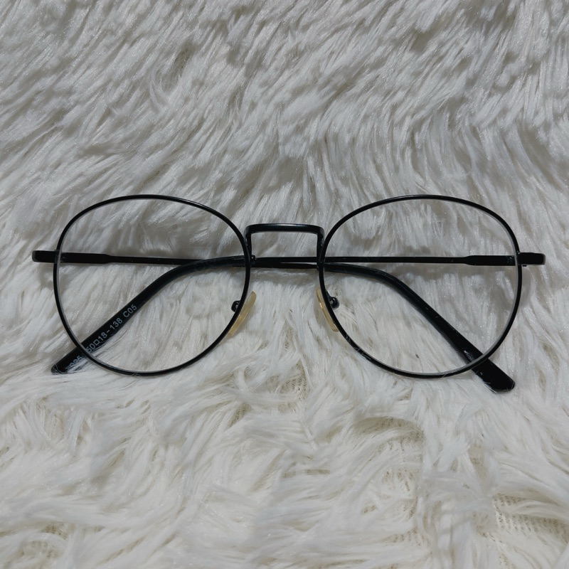 文青文藝小清新小圓金屬細框復古古著眼鏡 無度數造型眼鏡 有鏡片 黑色細框裝飾眼鏡 穿搭配件