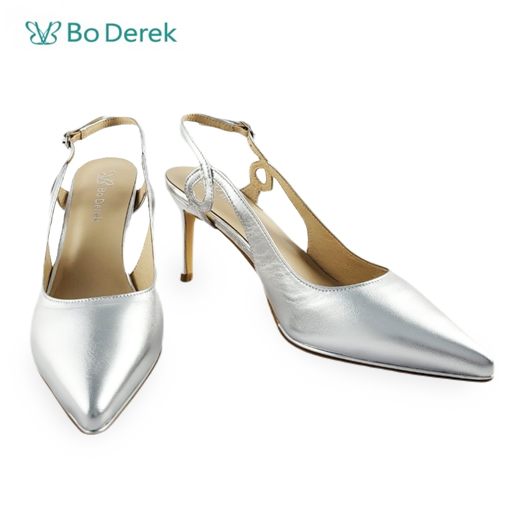 Bo Derek  時尚造型氣質後空鞋-銀