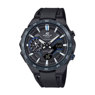 【CASIO EDIFICE】WINDFLOW太陽能藍芽矽膠腕錶-純黑款/ECB-2200PB-1A/台灣總代理公司貨享