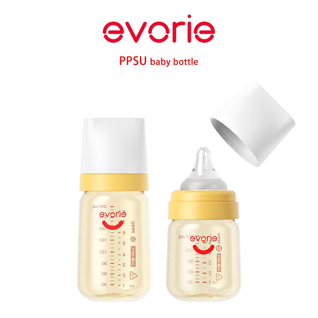 【evorie】PPSU 防脹氣寬口徑160/240/300mL 嬰兒奶瓶 | 不含多酚A