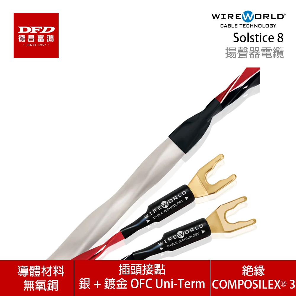 WIREWORLD 美國 SOLSTICE 8 喇叭線 2.0M - 6.0M 台灣公司貨 (導體材料 無氧銅)