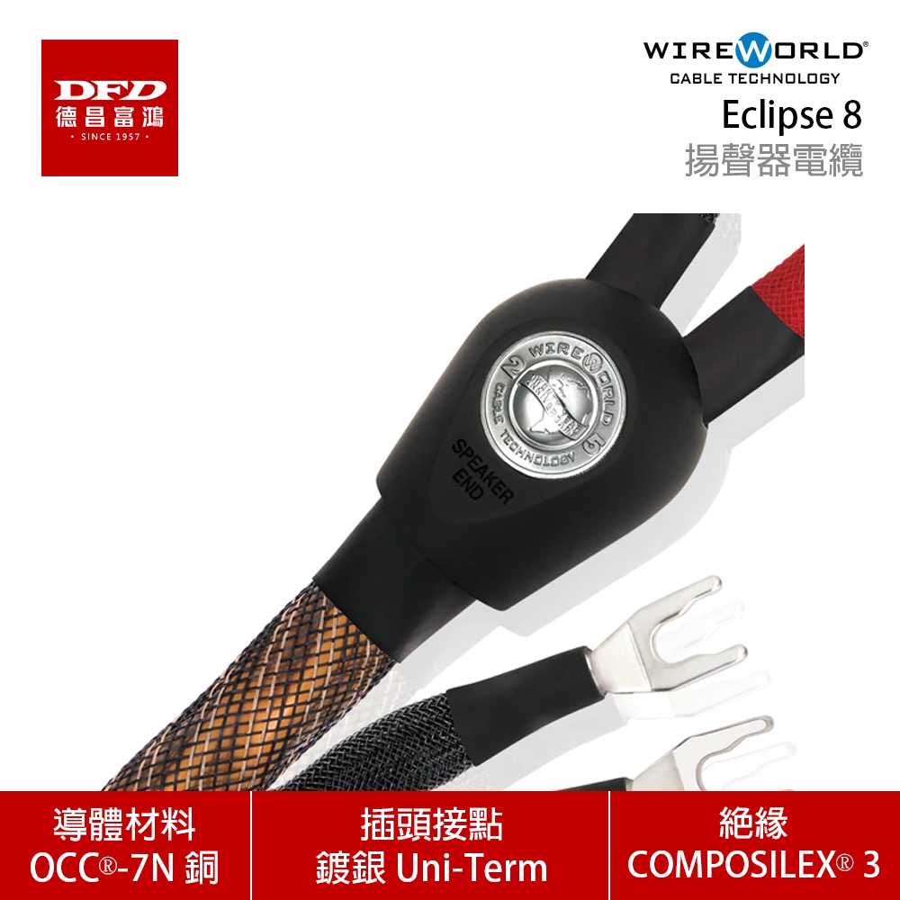 WIREWORLD 美國 ECLIPSE 8 喇叭線 2.0M - 6.0M 台灣公司貨 導體材料 OCC®-7N 銅