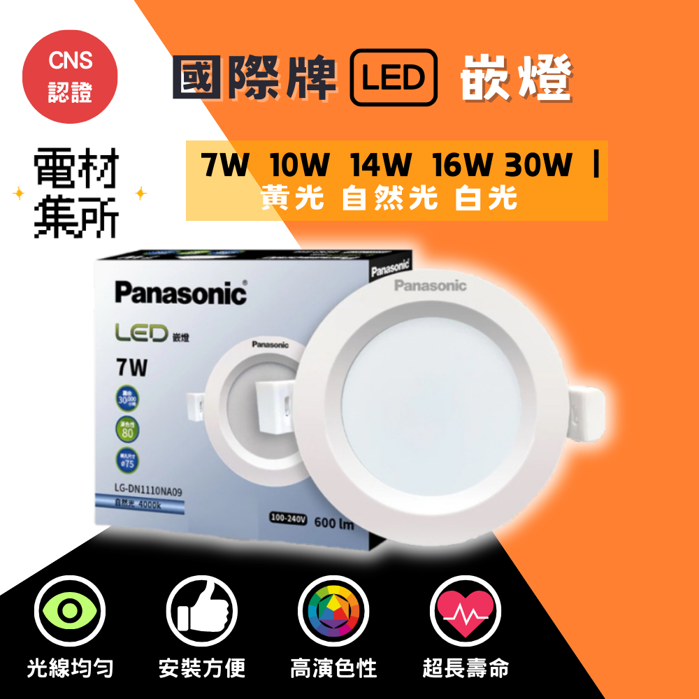 【電材集所】國際牌 LED嵌燈 7.5cm/9.5cm/12cm/15cm/20.5cm 薄型新款