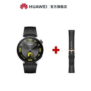 【HUAWEI華為-官方旗艦館】Watch GT4 41mm 活力款-幻夜黑 +曜石黑 真皮錶帶組(送 華為摺疊後背包)