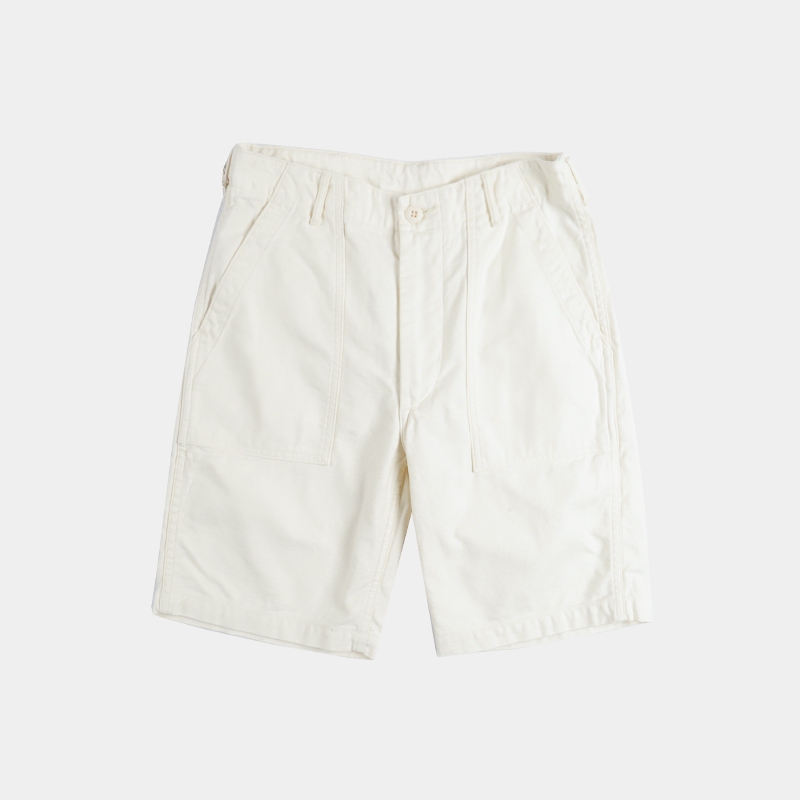 日本orSlow 經典反光緞面復古質感美軍Fatigue短褲米白色
