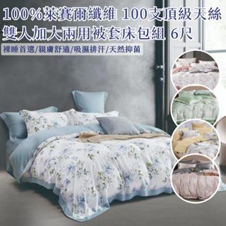 專櫃100支天絲 100%萊賽爾纖維 兩用被套床包組 雙人 加大 床包 枕頭套 兩用被套 天絲