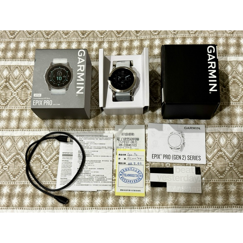 GARMIN Epix Pro 51mm 全方位GPS 智慧腕錶、附發票、盒裝配件完整無缺