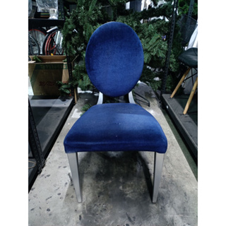 二手（椅面有白白擦不掉的污漬）藍色 絨布 單人椅