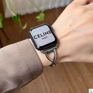 鑲鑽女士錶帶 適用於apple watch 9 錶帶 8 7 6 5 4 se 金屬錶帶 不鏽鋼錶帶 41mm 45mm