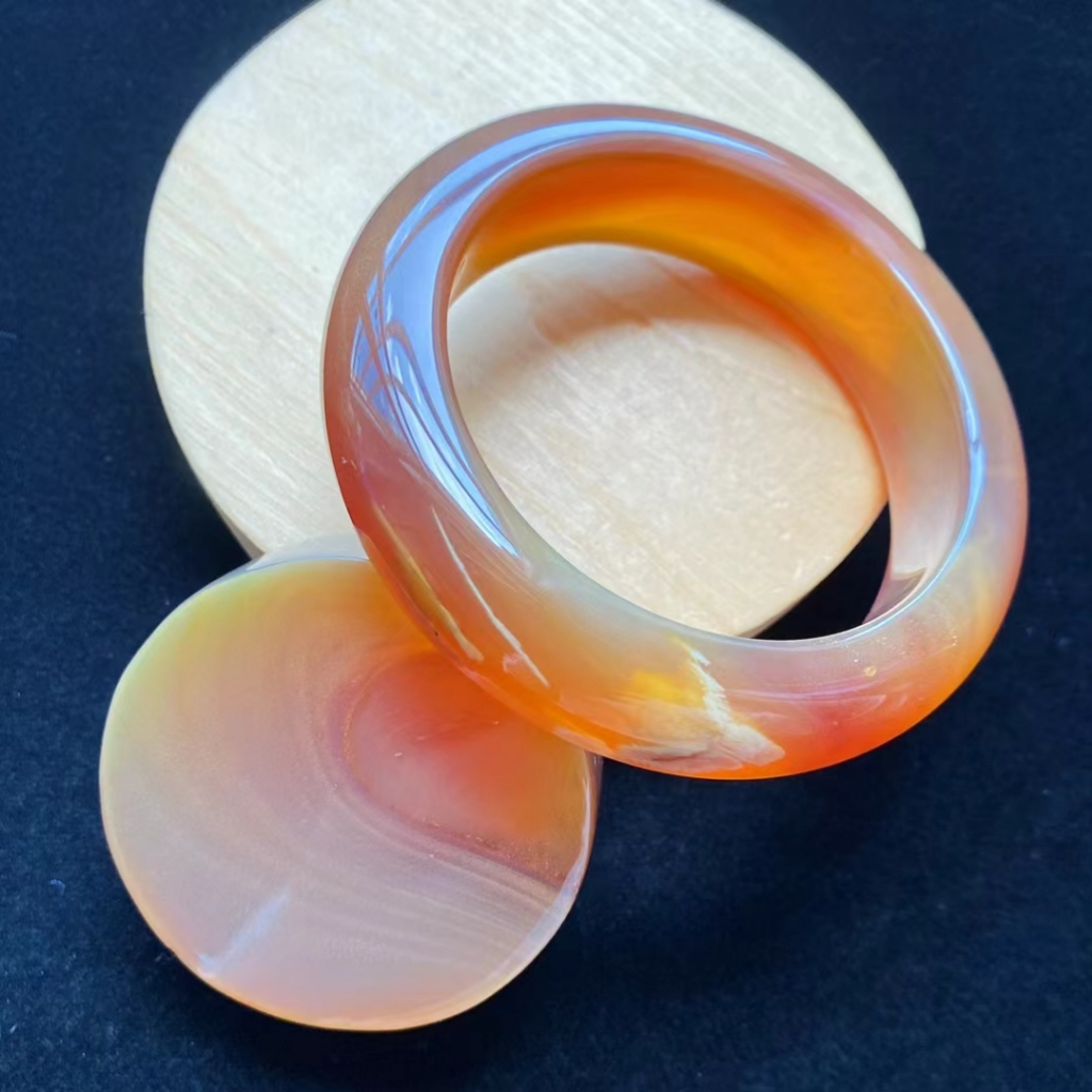 緬甸琥珀《手鐲》－ 圈口57.7mm橘蜜蠟白花溶洞手鐲 ㊟ 購買前請詳閱商品內文 ㊟