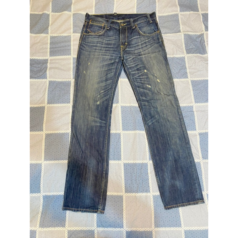 二手Levi’s 504 低腰直筒微破壞牛仔褲 復古深藍 W34 L34 EU504-0056