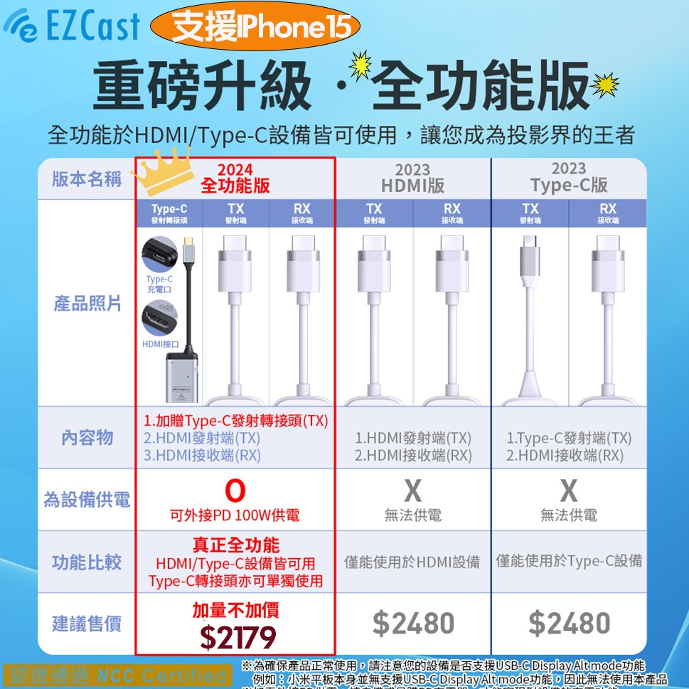 現折50 現貨台灣出貨 EZCast Pocket HDMI無線投影傳輸 HDMI無線傳輸器 5V/2A 無線 投影