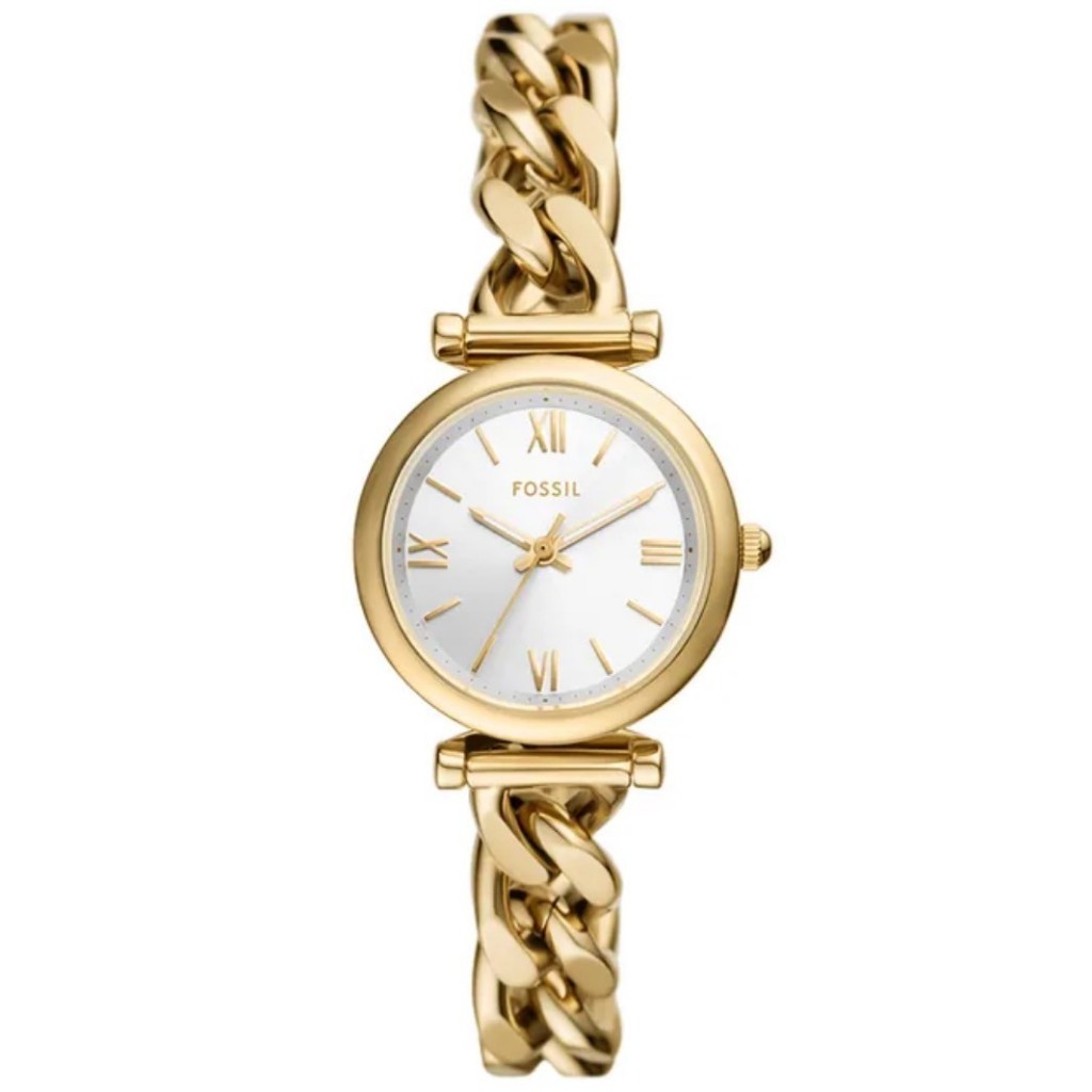 【FOSSIL】Carlie 極簡銀羅馬時刻手鍊式女錶ES5329 28mm 現代鐘錶