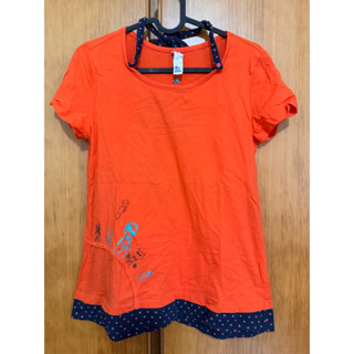 a la sha紅蘿蔔色阿財與朋友假兩件式短袖