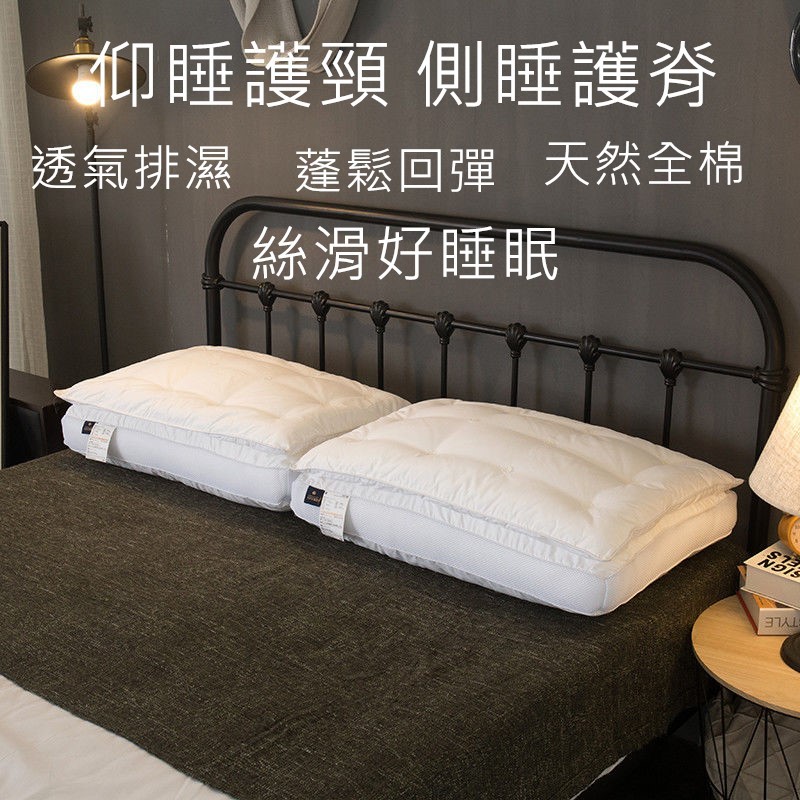 2024臺灣熱賣 一衹裝枕芯單雙人全棉立體雙層羽絲絨枕五星級舒適枕頭48x74酒店