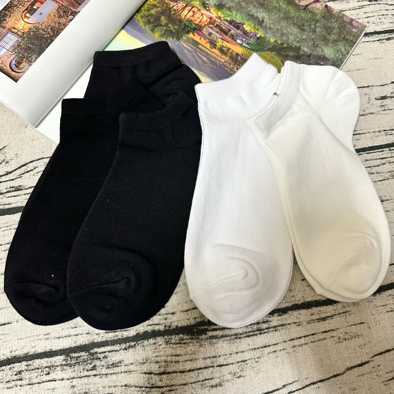 PAPPA WOCKS 經典素色船襪 買5送2 男女 台灣製 精梳純棉 短襪 黑色短襪 加大男襪 短襪男  加大襪子