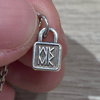 MK MICHEL KLEIN專櫃正品 品牌鎖頭方塊墜925純銀手鍊