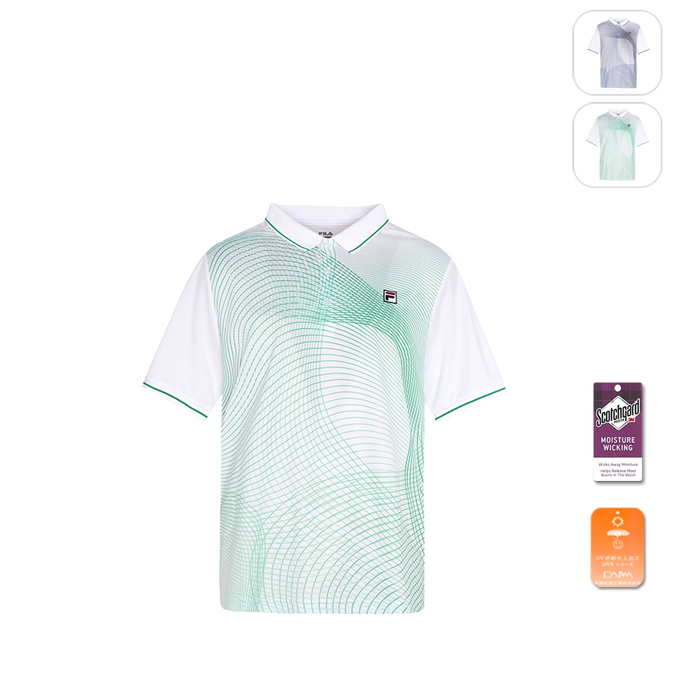 【FILA】男性 短袖 抗UV 吸濕排汗 運動POLO衫-綠色 1POX-1001-GN