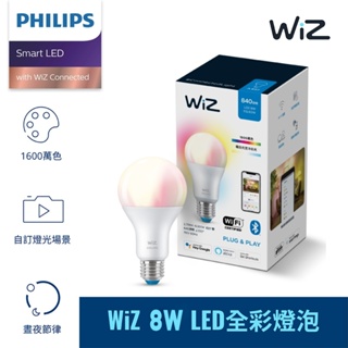 【飛利浦PHILIPS】WiZ系列 Wi-Fi 直連無須網關 智慧照明 8W全彩燈泡-PW04N【實體門市保固二年】