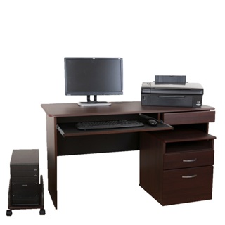 【DFhouse】梅克爾(1抽1鍵)電腦辦公桌+主機架+活動櫃(2色)
