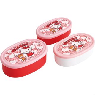 日本正版HELLO KITTY日製保鮮盒/便當盒組-一組3個入