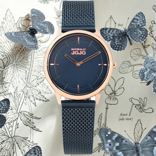NATURALLY JOJO 簡約時尚女錶-藍x玫瑰金框 JO96945-55R