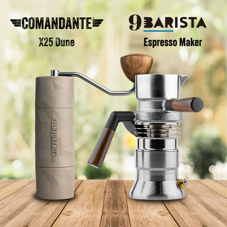 《套裝組》【Comandante】 X25手搖磨豆機 x 【9Barista】 噴氣式萃取義式濃縮咖啡機