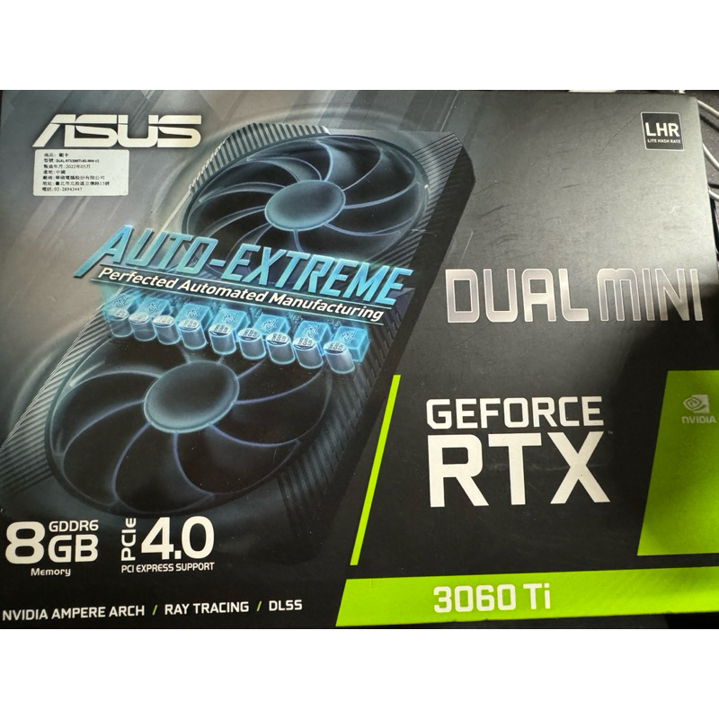 ASUS DUAL RTX 3060ti 8g mini顯示卡