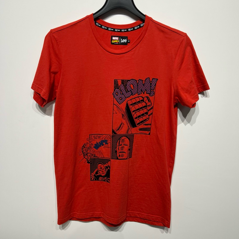 老麥嚴選 Lee MARVEL Comics 漫威漫畫 鋼鐵人 短袖T恤/上衣 紅色 二手 男M號 DC1502V