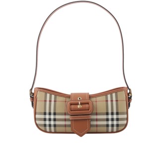 BURBERRY Sling 經典格紋風衣釦肩背包(經典米色/石楠木棕色) 8070563 A9534