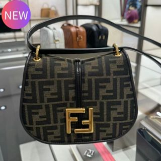 Fendi 8BT366 中款 FF 緹花 C’mon 劍橋包 棕色