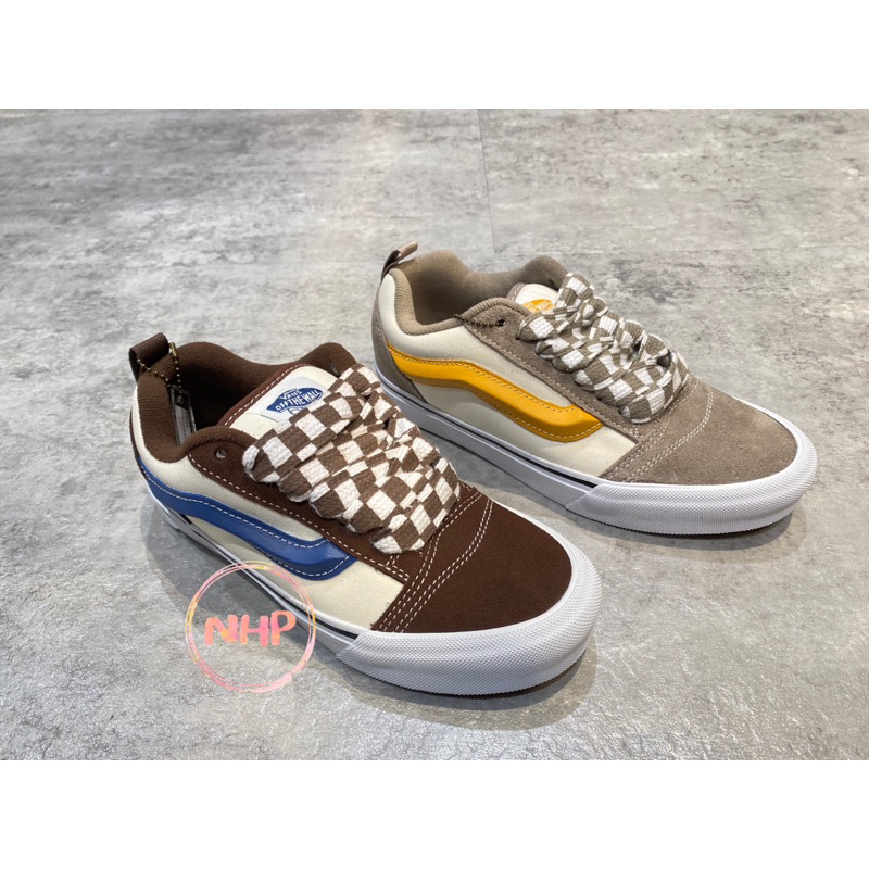 Vans Knu skool 麂皮 帆布 撞色 格子鞋帶 咖啡棕 灰褐 休閒 復古 運動