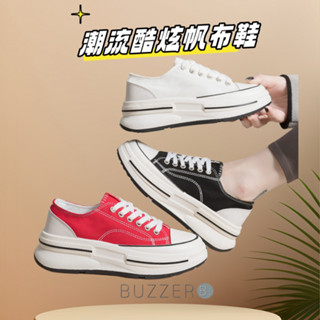 現貨人氣 純色綁帶帆布鞋 小白鞋 休閒鞋 日韓系百搭小眾厚底小白鞋 學生休閒板鞋 休閒鞋 軟底不咬腳 闆娘大推
