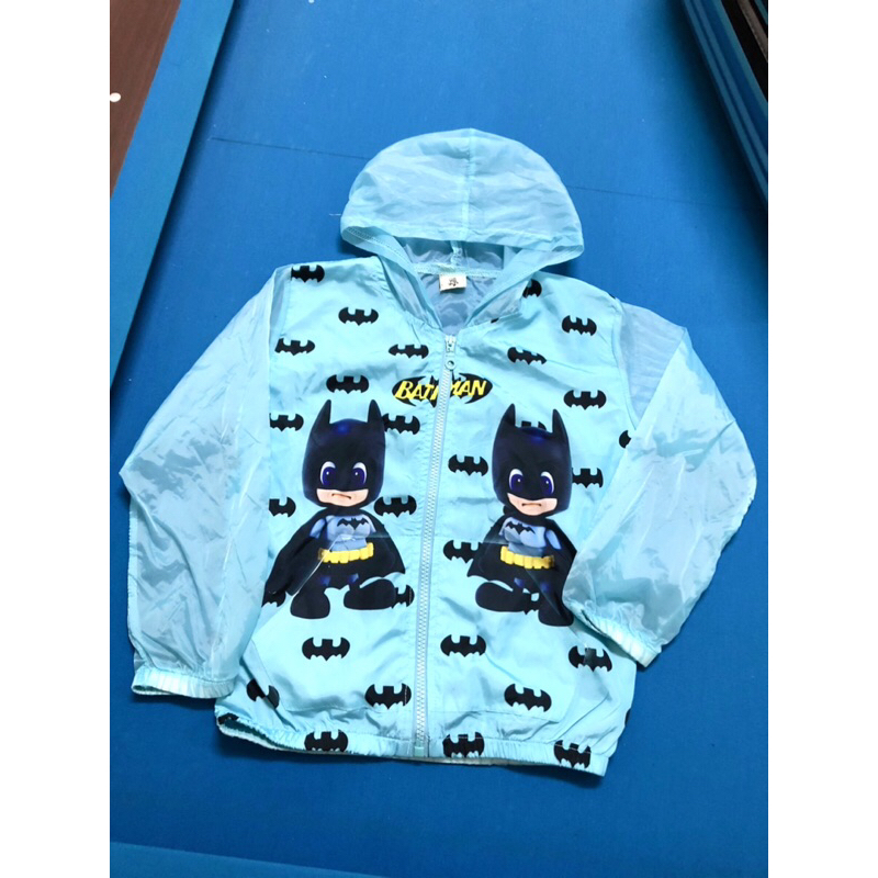童裝 男童男生男孩 兒童小孩 Q版 蝙蝠俠 超人 圖案造型連帽拉鍊長袖外套 薄款 春秋季衣服 二手衣