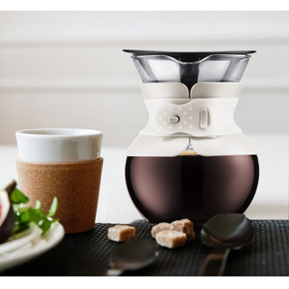 【免運-台灣現貨】【丹麥bodum】POUROVER 手沖咖啡濾壺 500cc-米白/附長效型濾網｜咖啡濾壺 雪人壺