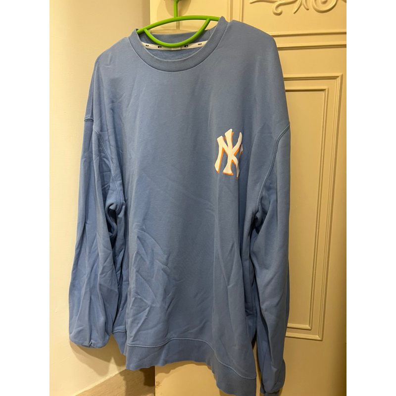 正版 MLB korea NY New York 大學T 淺藍色長袖