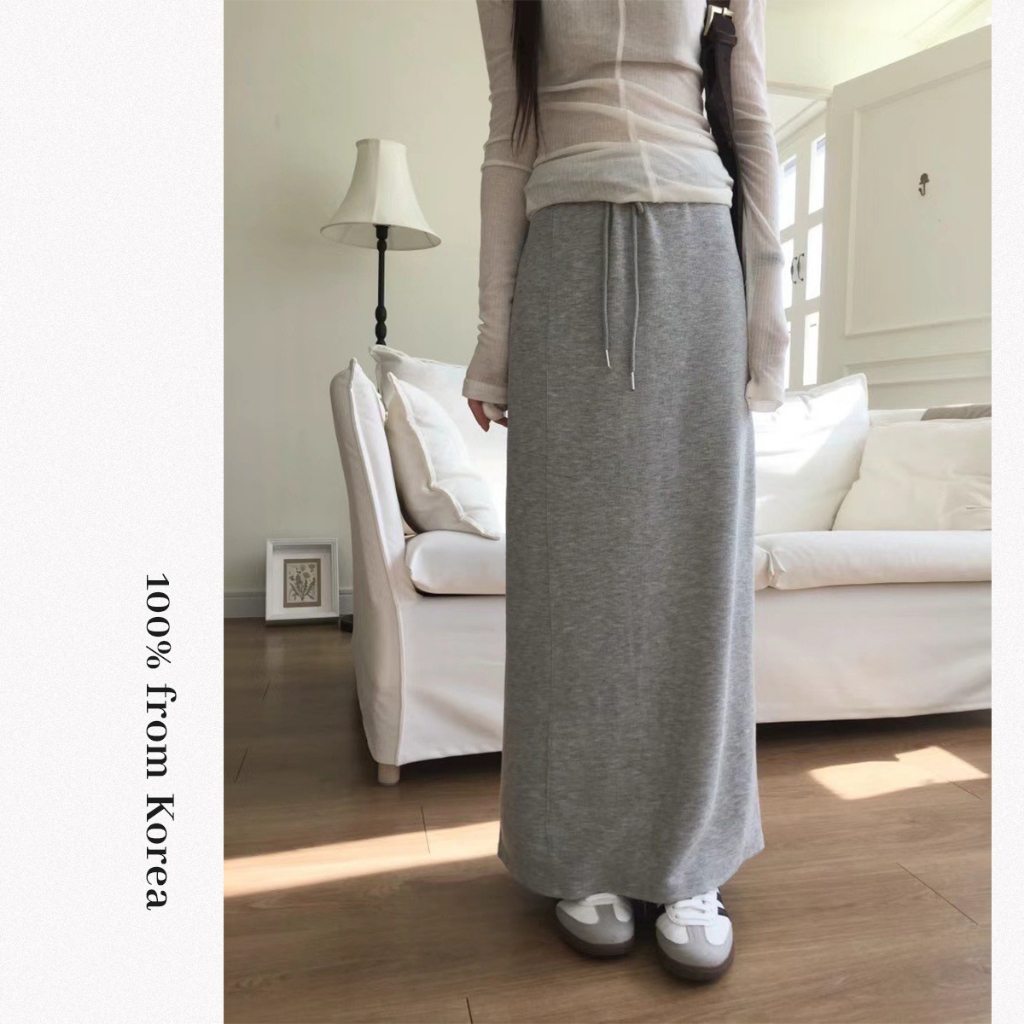 A1489. mirror 迷爾韓國服飾代購｜休閒綁帶彈力棉裙
