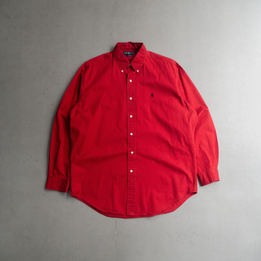 《白木11》 USED POLO RALPH LAUREN BD SHIRT 美國 紅色 素面 扣領 長袖 襯衫