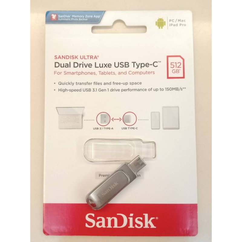 SanDisk Ultra Dual Drive Luxe 512G 
TYPE-C USB 隨身碟

