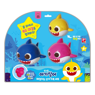現貨-韓國代購 碰碰狐 鯊魚寶寶 babyshark 發條 沐浴玩具3件組 洗澡玩具
