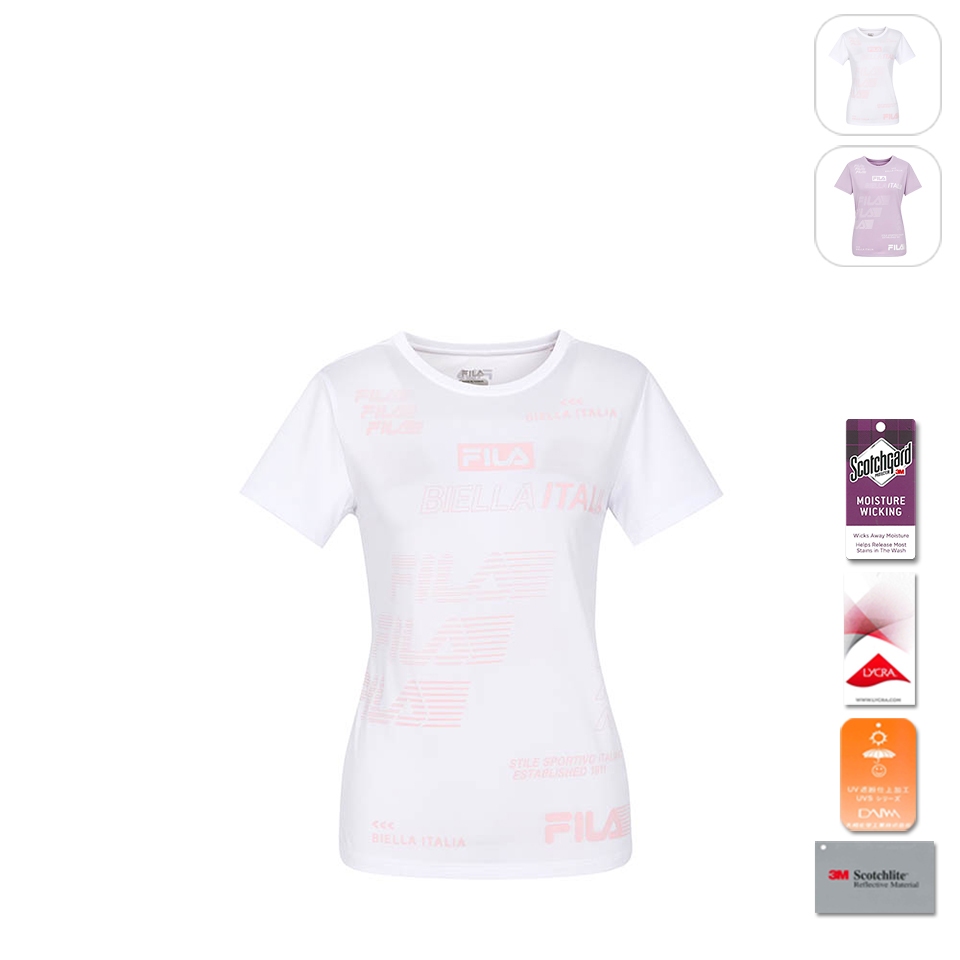 【FILA】女性 短袖 抗UV 吸濕排汗 運動T恤-白色 5TEX-1317-WT