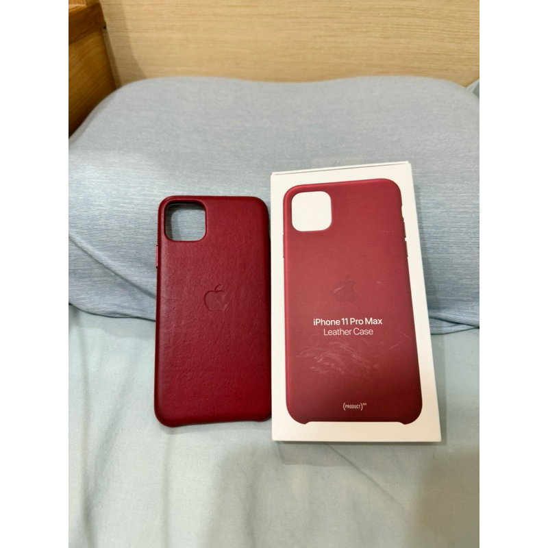 二手 Apple iPhone 11 Pro Max 原廠皮革保護殼 紅色